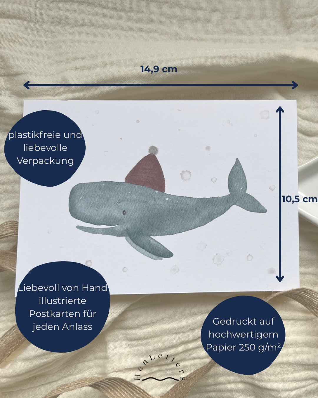 Postkarte Weihnachtswal