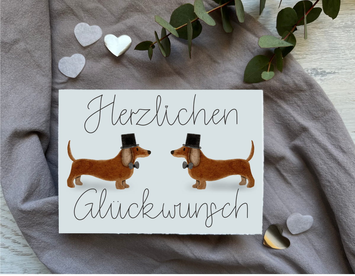 Postkarte „Dackel-Liebe“ Bräutigame