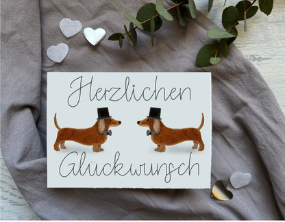 Postkarte „Dackel-Liebe“ Bräutigame