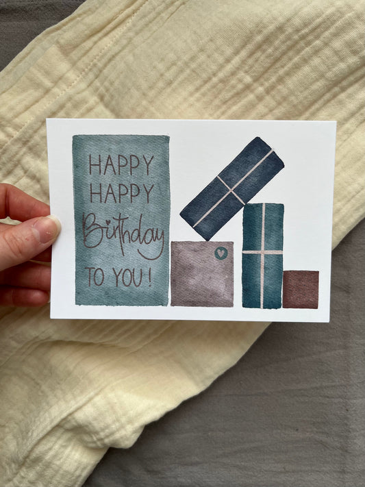 Postkarte Geburtstagsgeschenke quer