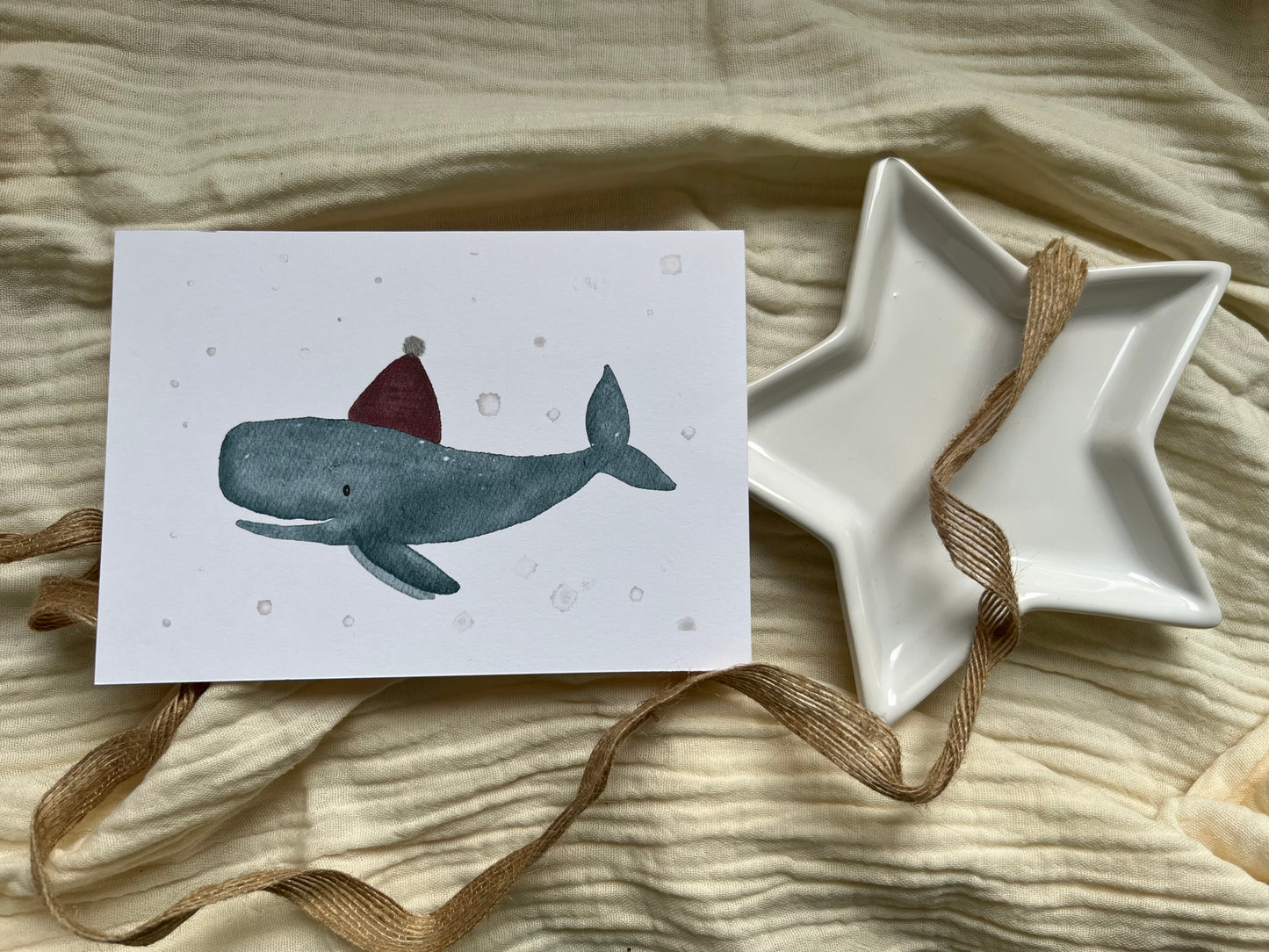 Postkarte Weihnachtswal