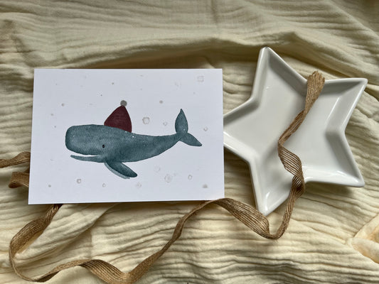 Postkarte Weihnachtswal