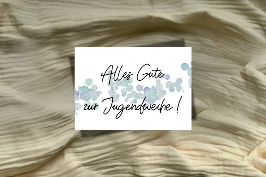 Postkarte Jugendweihe blau-grün