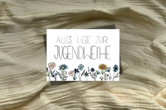 Postkarte Jugendweihe Blumen